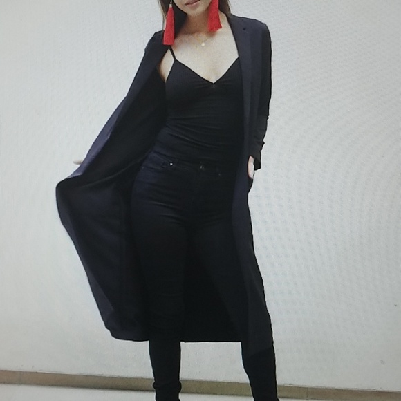 Black Long Coat  Blazer - Picture 3 of 8